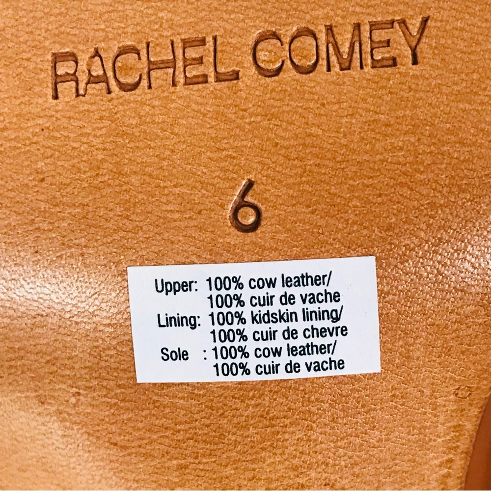 RACHEL COMEY Brown Leather Mule Clog Wedge Sandal Tawny Woven Stud Size 6 - Picture 9 of 13